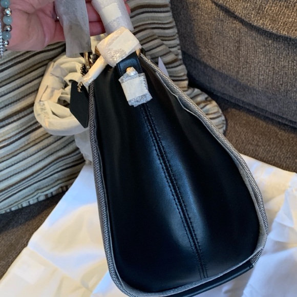 Authentic COACH 1941 jacquard/calf leather logo zip top satchel/Crossbody - Picture 9 of 15